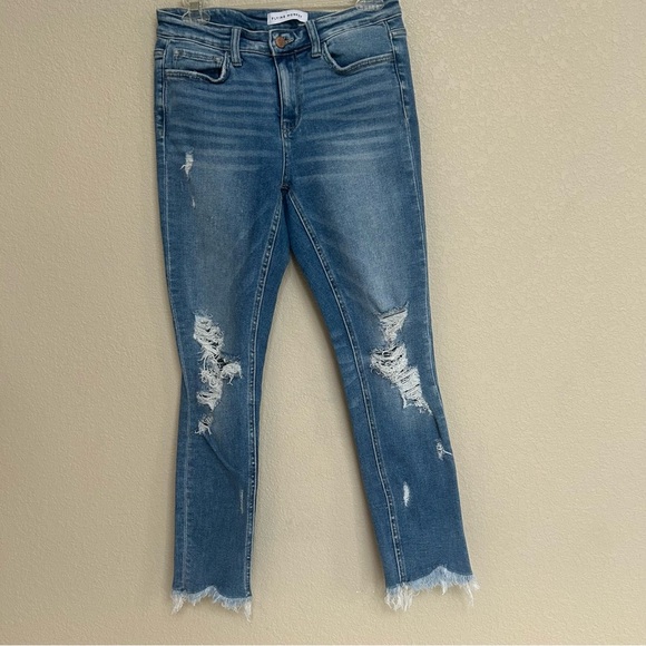 Flying Monkey Distressed Raw Hem Skinny Jeans Women’s Size 27 Blue F4276 - Picture 1 of 7